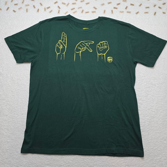 UPS T Shirt Mens Extra Large Green Rock Paper Scissors Graphic Tee - Picture 2 of 10